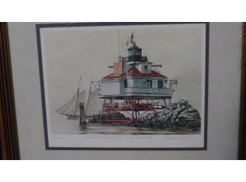 Great Bob Holland Print Signed By Artist 'The Pride Of Baltimore Off Thomas Point Light'