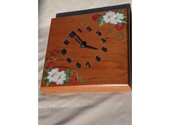 Mid-century Wooden Hand-painted Wall Clock