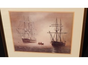 Frederick Fields Lithograph 2 Ships At Rest