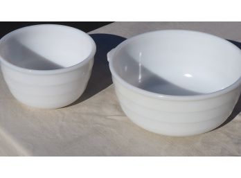 Vintage White Cinderella Bowls, GE Mark On Base (2)