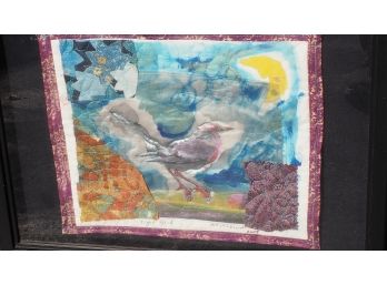 Lovely Original Fabric Art 'Night Bird' By MK Witkowski 2009
