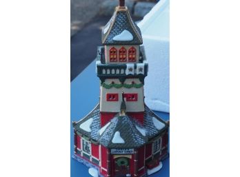 Wonderful Santa's Lookout Tower Hand-painted Porcelain & Lighthouse