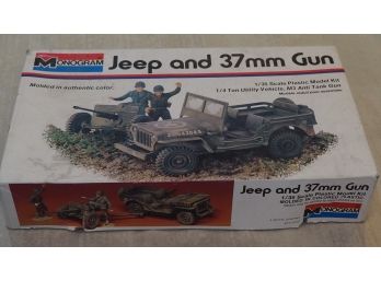 Vintage Model Jeep And 37 MM Gun, 1975