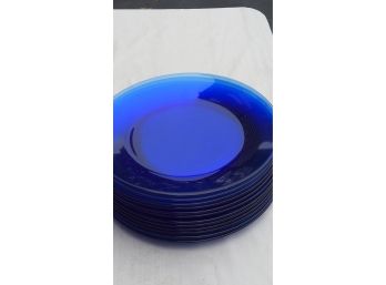 Awesome Set Of 12 Cobalt Blue Glass Dinner Plates