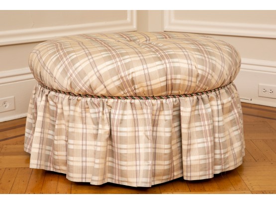 Sherrill Round Skirted Ottoman/Coffee Table On Casters
