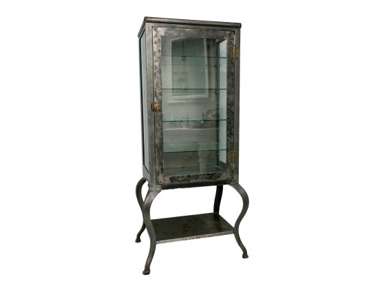 Waterworks Industrial Gun Metal Gray Metal Cabinet With Glass Shelves (RETAIL $3,000)