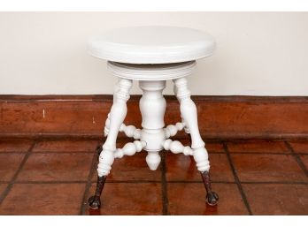 Painted Stool With Glass Ball And Claw Foot