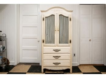 Vintage Clothing Armoire With Bird Cage Wire On Front Panels Of Doors