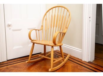 Italian Oak Wood Rocking Chair - Purchased At Bellini