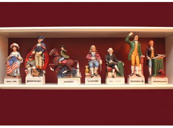 Set Of Seven Founding Fathers And Betsy Ross Decanters