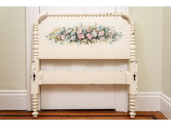 Vintage Hand Painted Floral Twin Headboard
