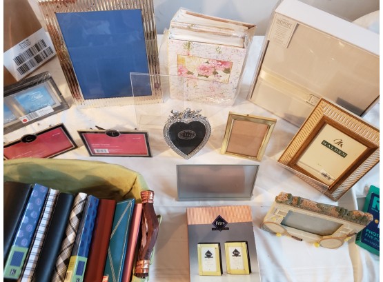 Large Lot Of Photo Albums, Frames Some Brass