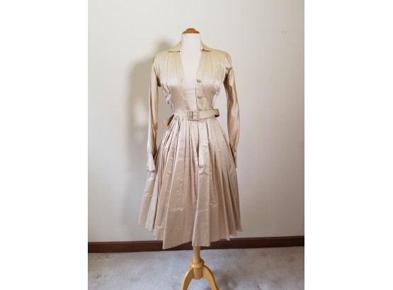 VINTAGE 1950’S CUSTOM MADE LADIES BELTED SILK DRESS