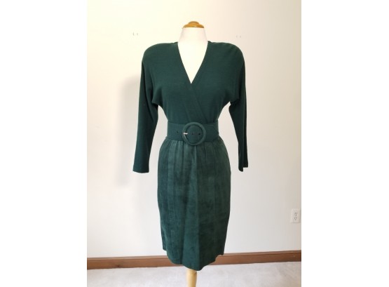 VINTAGE 80'S ST GILLIAN WOOL AND SUEDE DRESS