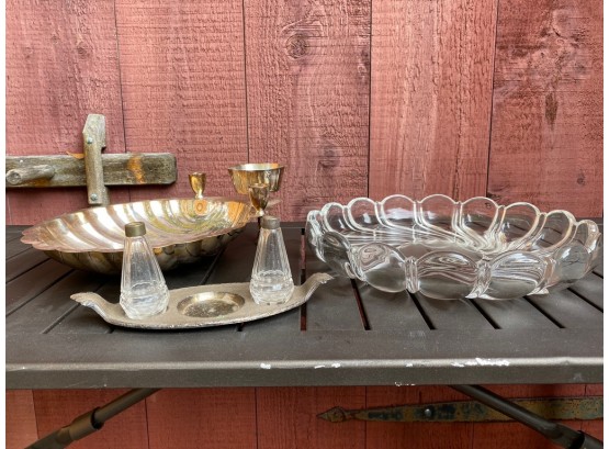 Vintage Crystal And Silver Plated Tableware
