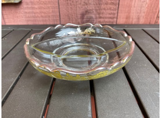Vintage Hand Painted Glass Serving Dish