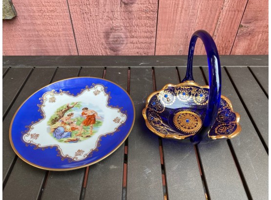 Vintage Bavarian China And Glass Serveware