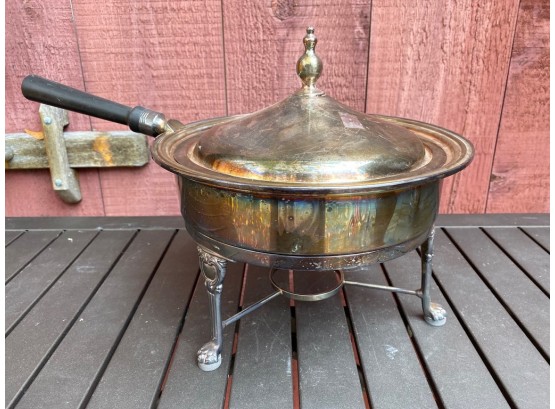Vintage Silver Plated Chafing Dish With Clawfoot Warmer