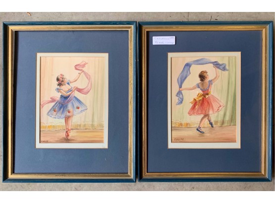Pair Of Framed Vintage Ballerina Art Prints