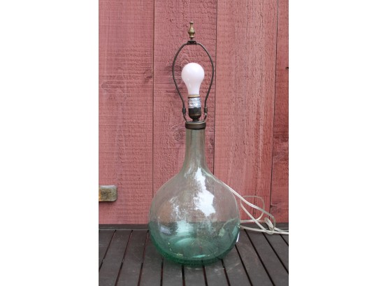 Vintage Green Translucent Blown Glass Lamp Base