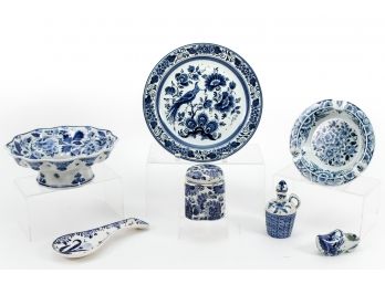 Collection Of Blue And White Delft Art Pottery