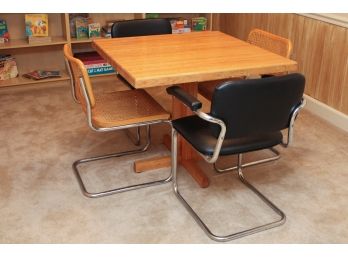 Wood Welded Table By Bally Block Company + Four Chairs
