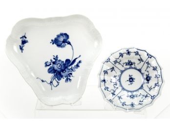 Royal Copenhagen Triangular 'Blue Flowers' Plate And Bowl