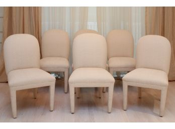 Set Of Six Upholstered Italian Custom Made Dining Chairs