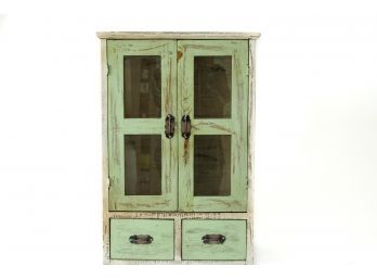 Green Cupboard Tabletop Cabinet With 2 Drawers