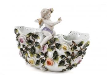 Antique German Sitzendorf Porcelain Bowl With Putti
