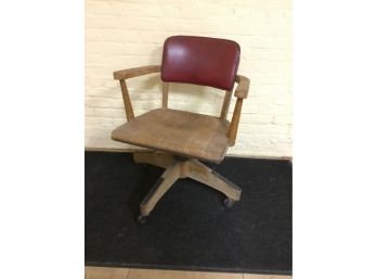 Early Solid Oak Adjustable Office Chair