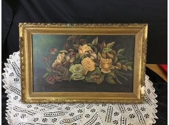 Signed Floral Oil On Canvas