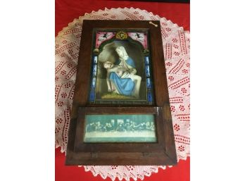 Very Old Mother Mary Jesus Shadow Box