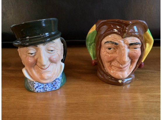 Royal Doulton 'Jester' And 'Mr. Micawber' English Porcelain Character Jugs