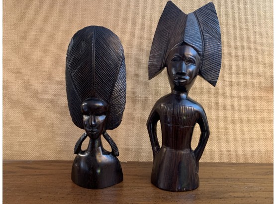 Two Hand Carved Ebony Figures From Belgian Congo, 1950's