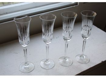 Four Amazing Crystal Champagne Flutes