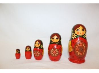 Wooden Handpainted Nesting Doll From Russia