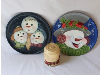 New Holiday Handpainted Wooden Trio