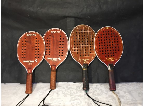 Four Vintage Paddle Tennis Paddles