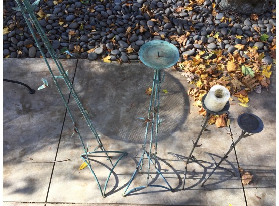Four Tall Wrought Iron Outdoor Candle Holders