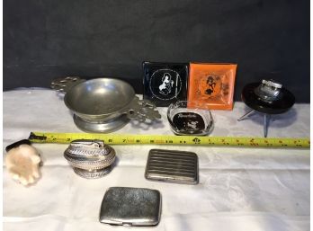 Vintage Ronson Lighter, Sterling Silver Cigarette Case, Playboy Club Ashtrays, And More