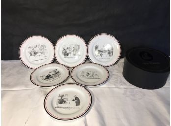 Six New Yorker Cartoon Wine And Cheese Themed Plates