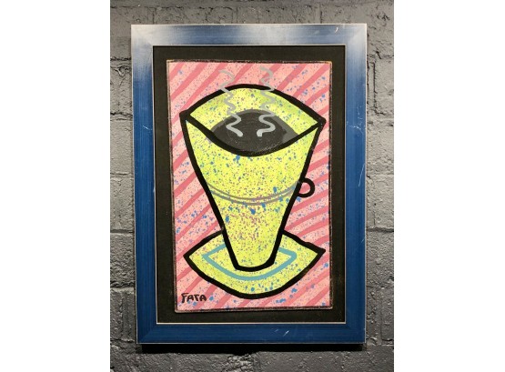 Original Outsider Artist Paul Fata Painting Of Coffee Mug