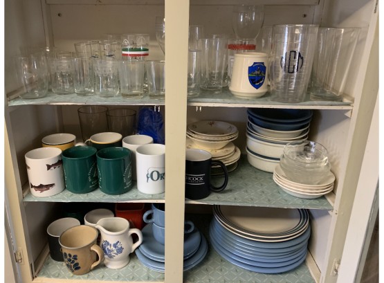 Large Lot Of Mugs, Glassware, Plates, Bowls And More