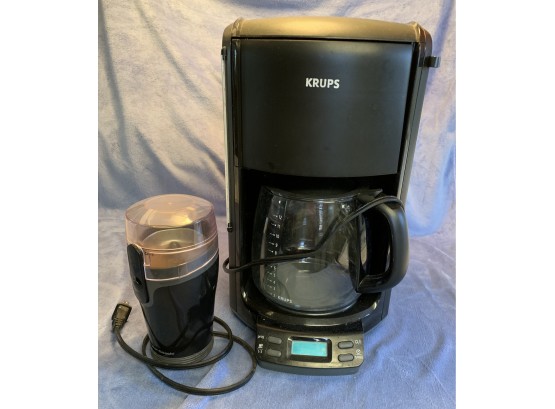 Krups Coffee Pot And Hamilton Beech Coffee Grinder