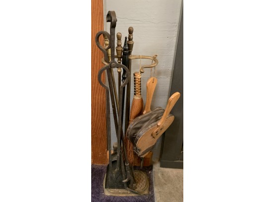 Lot Of Miscellaneous  Fireplace Tools With Bellows
