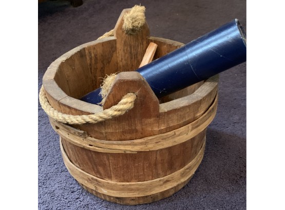 Wooden Bucket With Rope Handle
