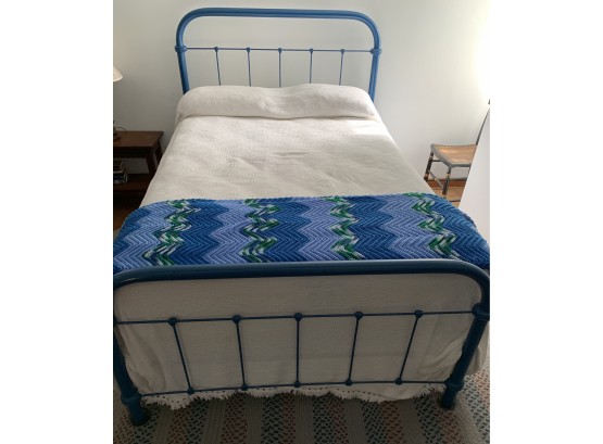 Blue Painted Metal Bed Frame