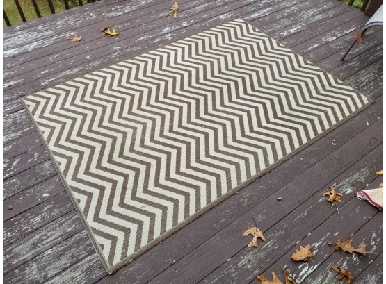 Pair Of Large Contemporary Chevron Pattern Outdoor Area Rugs