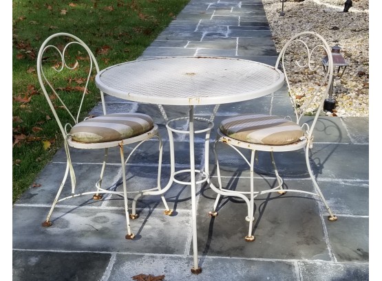 Vintage Shabby Chic French Bistro Style Steel Outdoor Table & Chairs Set